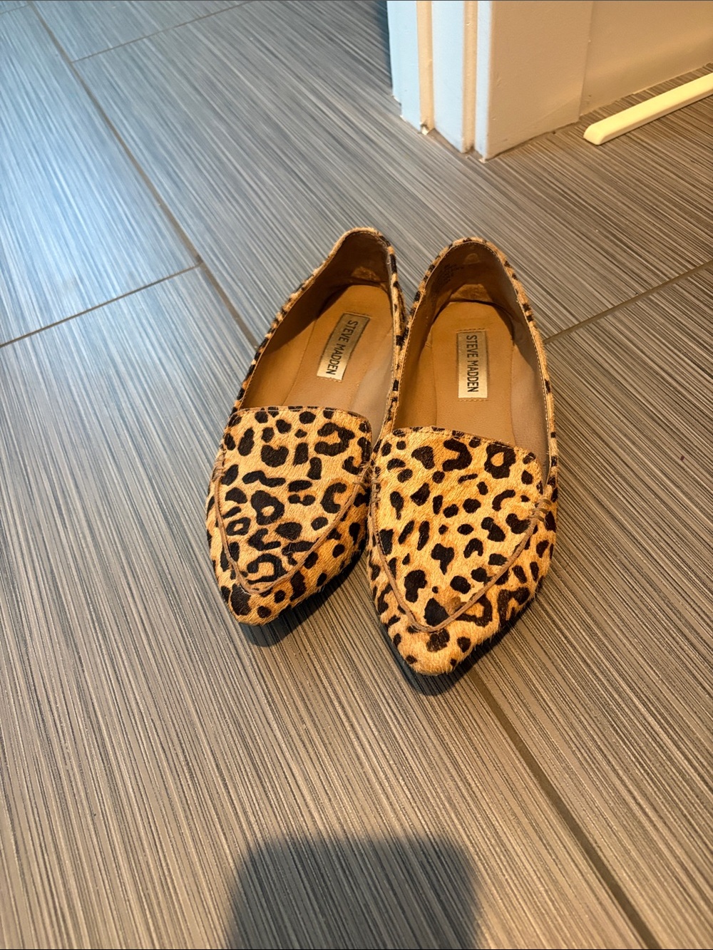 Steve Madden Leopard-Print Pointed Loafers in Brown and Black